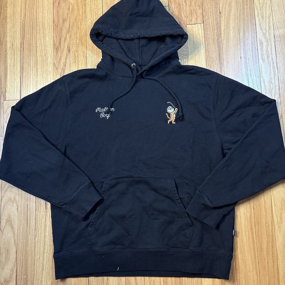 Malbon Golf Tiger Buckets Hoodie Sweatshirt Men’s Size Medium M Black Pullover
